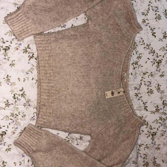 Garage Sweaters - Garage Women's beige off the shoulder Sweater